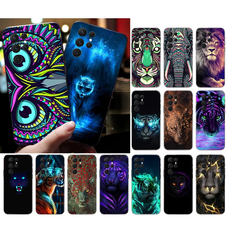 

Animals Lion Wolf Tiger Owl Phone Case For Samsung S23 S22 S21 S20 Ultra S20 S22 S21 S10E S21 S20 FE S10 Plus