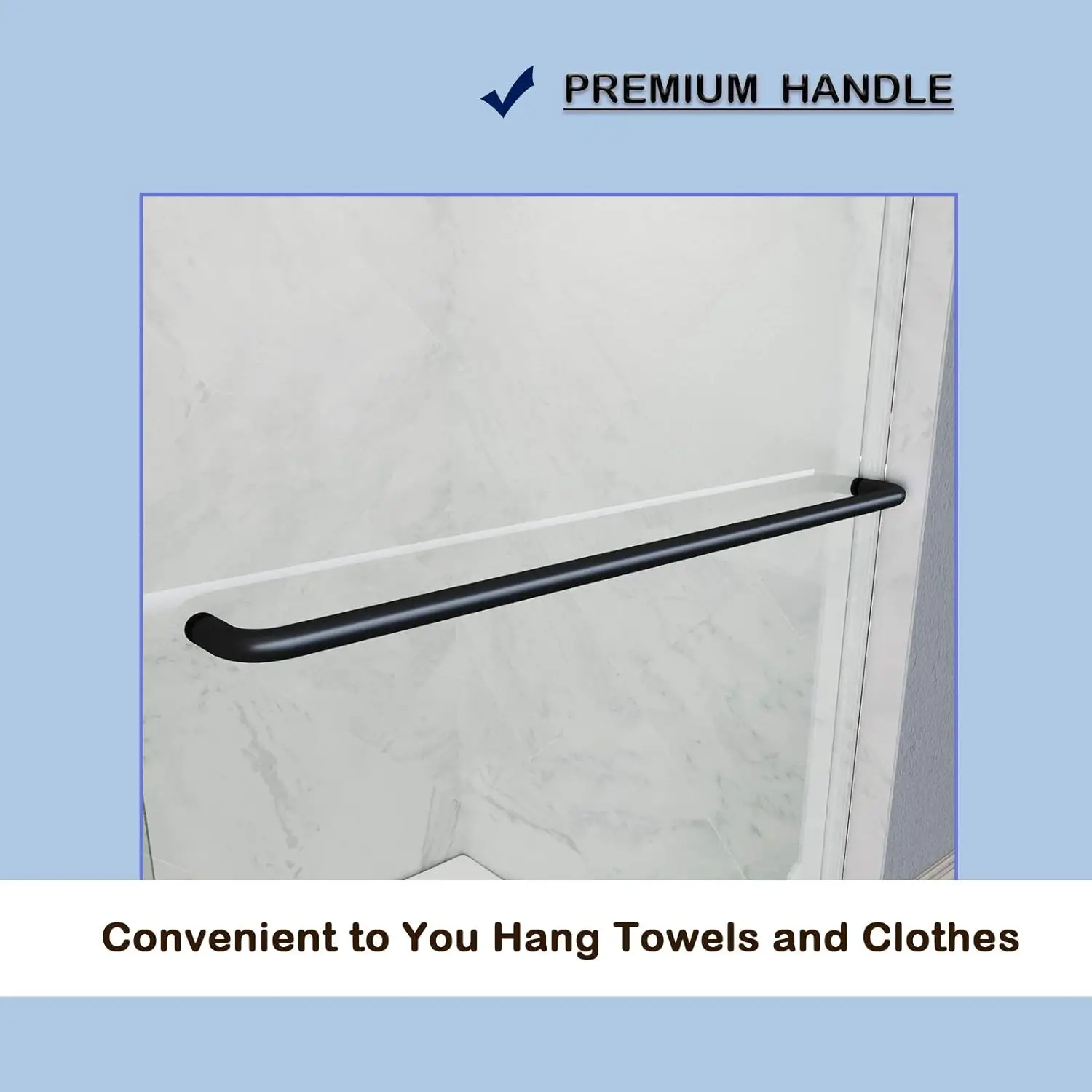 Semi Frameless Shower Door with Clear Glass Bypass Sliding Bathroom Door Black Hardware Double Sliding Glass Shower Enclosure 5