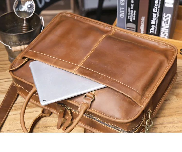 Business-Vintage-Aktentasche aus Rindsleder der ersten Schicht für Herren, große Aktentasche, lässige Designer-Handtasche aus echtem Leder, Computertasche, Messenger-Tasche – Detail 19