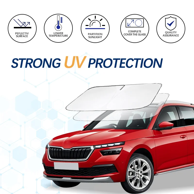 Car Windshield Sun Shade for SKODA KAMIQ Summer Visor Protector Foldable Blocks UV Rays Protection Accessories car sunshade windshield sunshade windshield sun shade