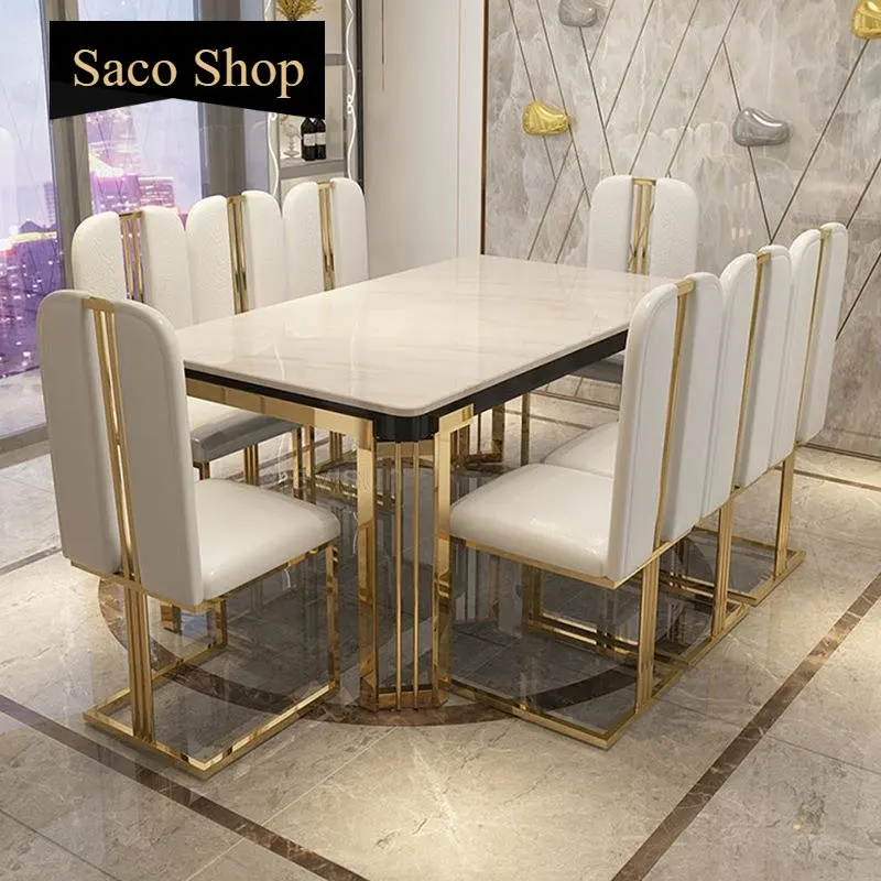 LuxuryItalianMarbleDiningTableSet6ChairsModernTableLarge