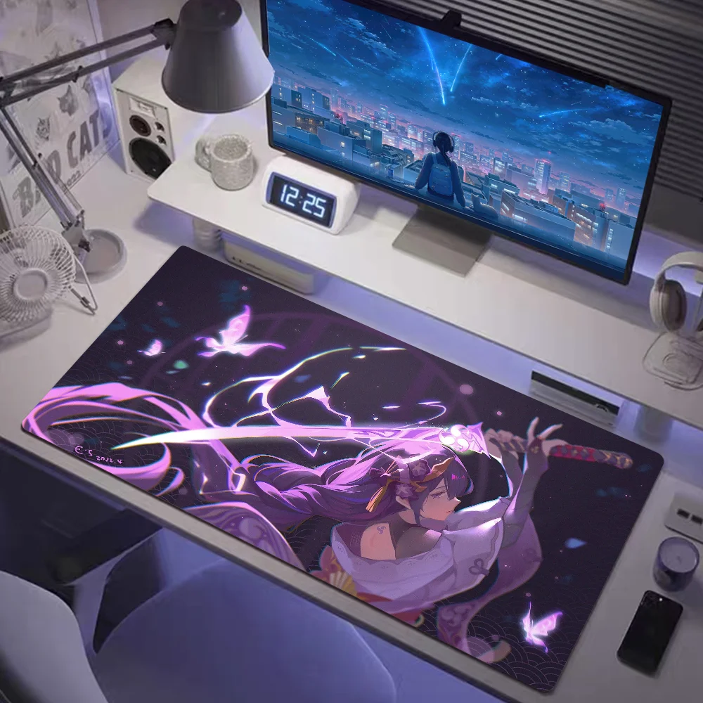Viele Leute mögen es Genshin Impact Raiden Shogun Big Gaming Mauspad große HD-Druck Computer Schreibtisch Verriegelung Rand Tastatur Pad