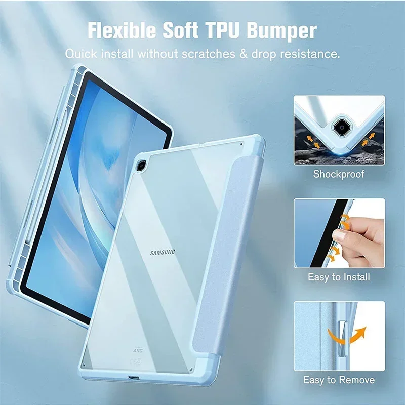 

For Tablet Samsung Galaxy Tab S6 Lite SM P610 613 S8 Plus S7 FE 12.4 T870 T970 X700 X800 T730 S8 Ultra Pencil Holder Case Cover