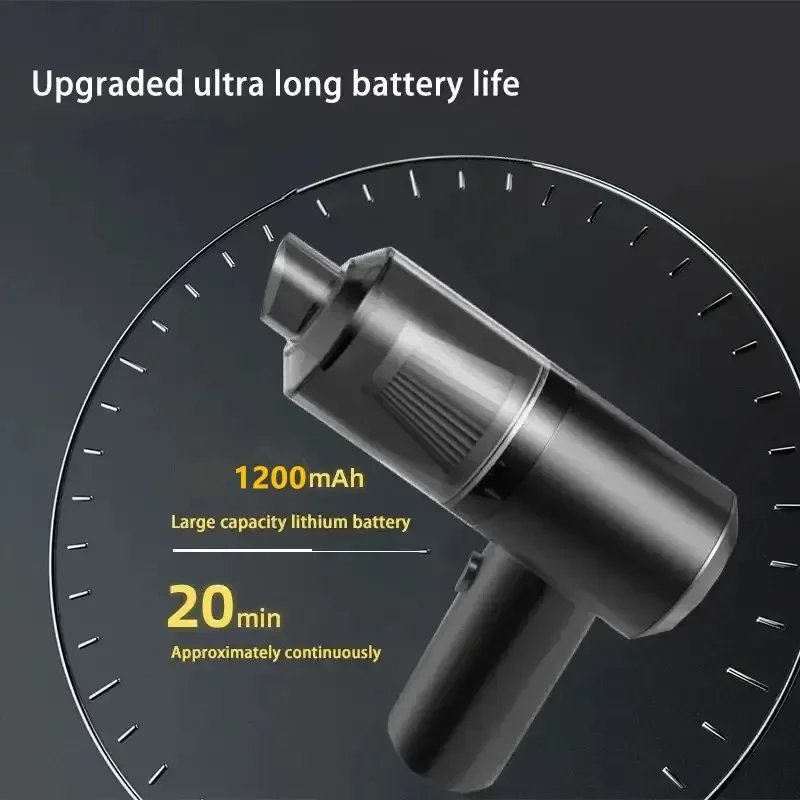 Car Vacuum Cleaner Handheld Powerful Suction Wireless Dust Collector USB Charging Portable Cleaning Appliance 1200mAh for Home