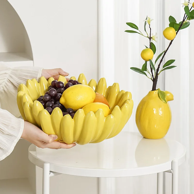 Creative Banana Shaped Storage Tray Ceramic Fruit Tray Household Snack Storage Living Room Desktop Container ceramic storage jar