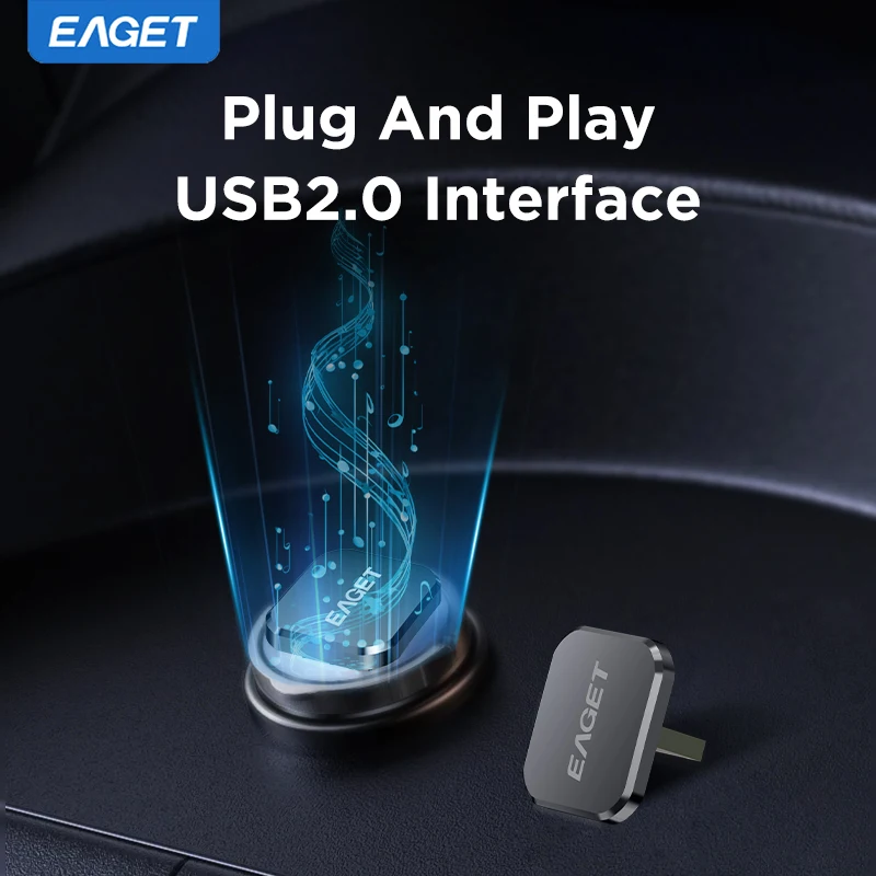 EAGET 8GB/16GB/32GB/64GB 미니 자동차 USB2.0 플래시 드라이브 - U8A, 아연 합금 소재, 플러그 앤 플레이, 스테인리스 스틸 선물 상자 포함