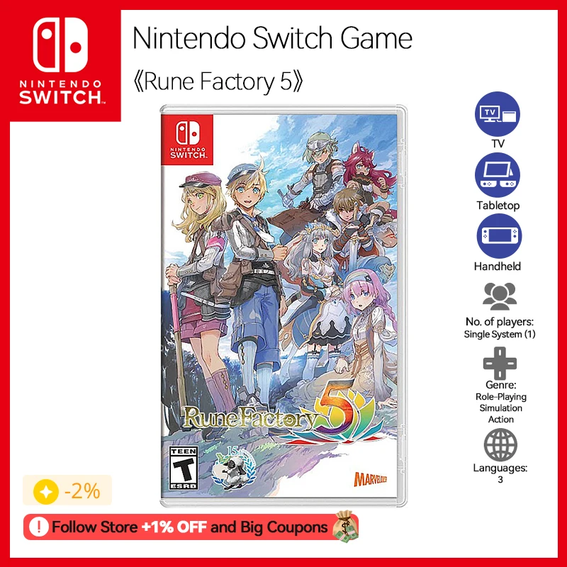 Tilpasning varm fattige Nintendo Switch Game Rune Factory 5 Genre Action Simulation Rpg 3 Languages  6 Gb Tv Tabletop Handheld For Switch Oled - Game Deals - AliExpress