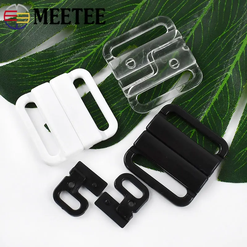 100Sets Meetee 8-25mm Plastic Bra Buckles Swimwear Adjust Front