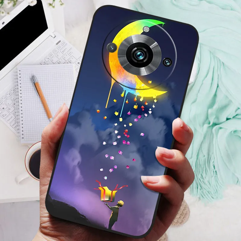 Black Silicone Bumper Case with Wolf and Lion Design - Soft TPU Covers