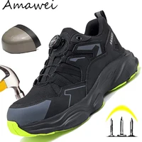 Safety Boots Mens Steel Toe, Anti-Puncture Boots Non-Slip Breathable Construction Work Shoes Indestructible Shoes Ankle Boots