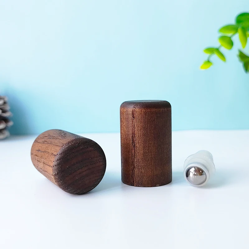 Tappo A Rullo In Metallo Spesso 100 Pezzi Da 18Mm Con Coperchi In Legno Di Bambù Scuro Per Profumi Di Rugiada Pura Da 15Ml A 100Ml Tappo Per Bottiglie