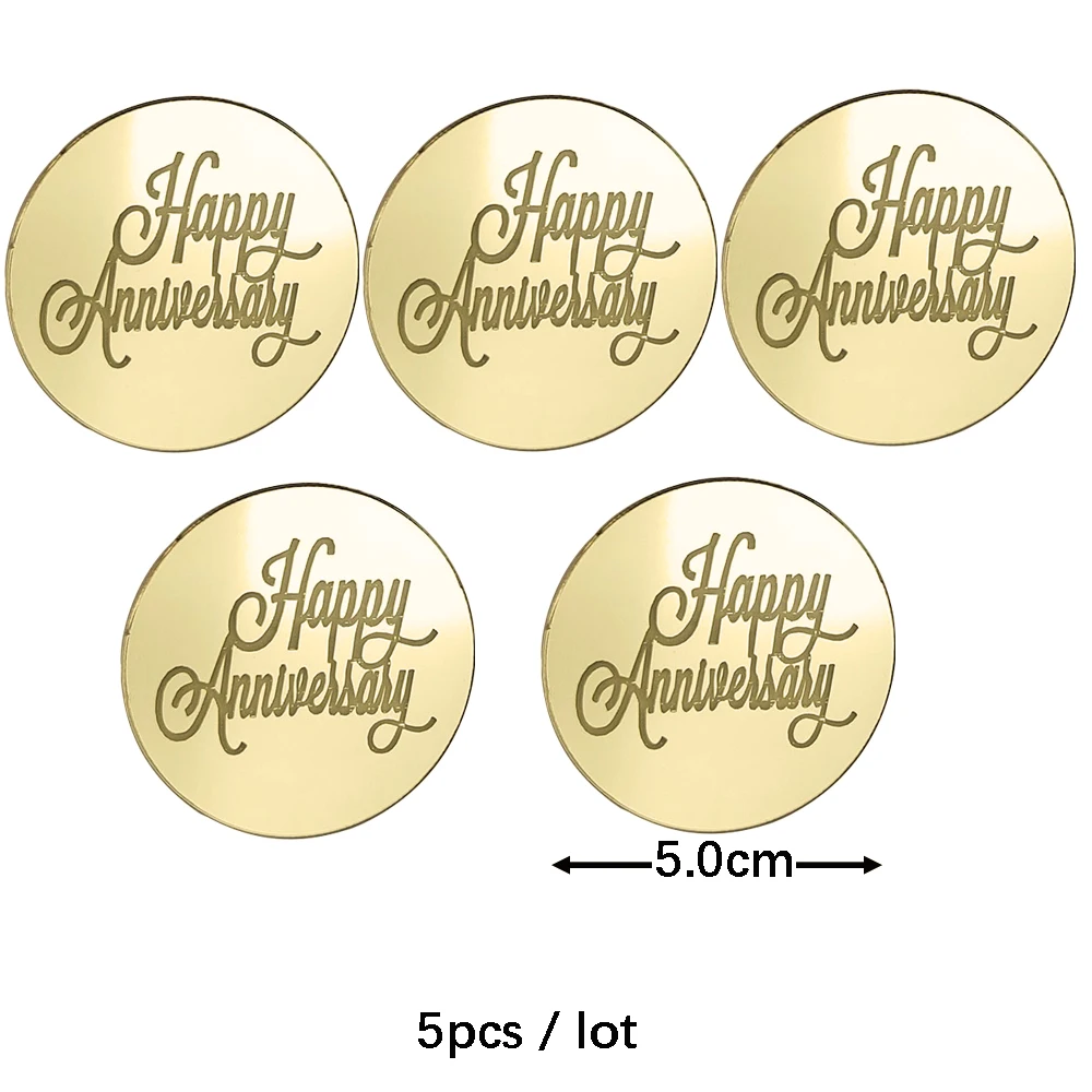 Geburtstagstorte Topper Acryl Gold Silber Alles Gute zum Geburtstag Jahrestag Kuchen Topper Runde Cupcake Topper Party Dessert Dekoration – Detail 7