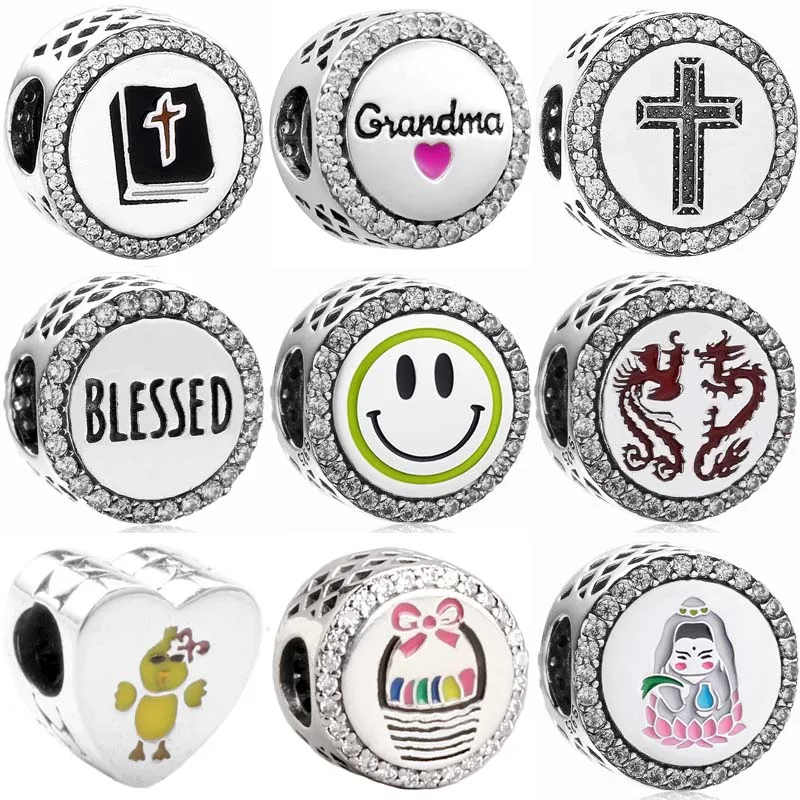 

Faith & Cross Grandma Blessed Chinese Dragon Phoenix Power Of Prayer Bead 925 Sterling Silver Charm Fit Fashion Bracelet Jewelry