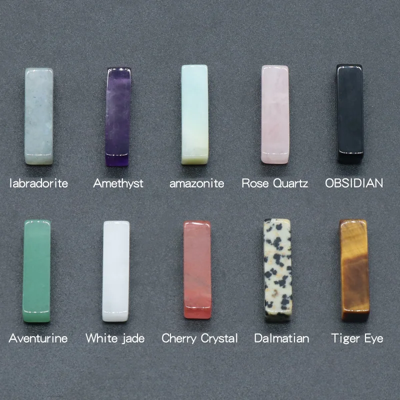 20pcs Natural Crystal Stone  Rectangle Amethyst Rose Quartz Pendants Charms Trendy for Necklace Earrings Jewelry Making