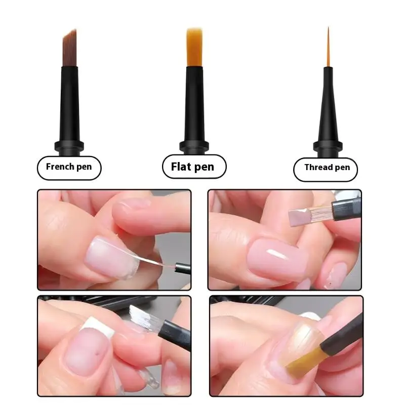 12Pcs/Set Disposable Nail Polish Brush Pens - Replaceable Head Liquid Applicators for UV Gel Manicure Tools Salon DIY