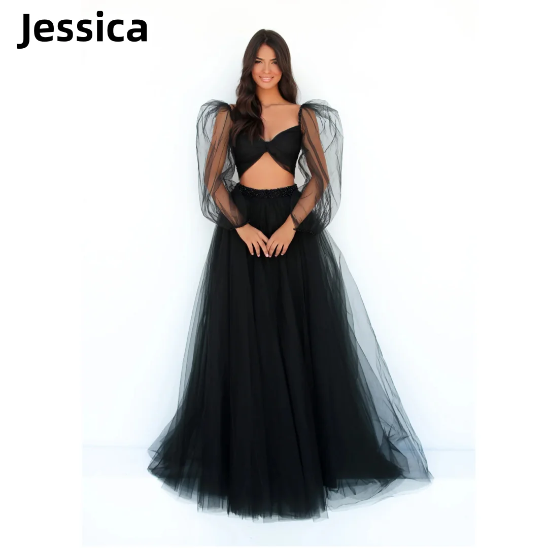 

Jessica Black Prom Dresses Sexy Tulle Evening Dress Vestidos De Noche Homecoming Formal Occasions Party Dresses فساتين السهرة