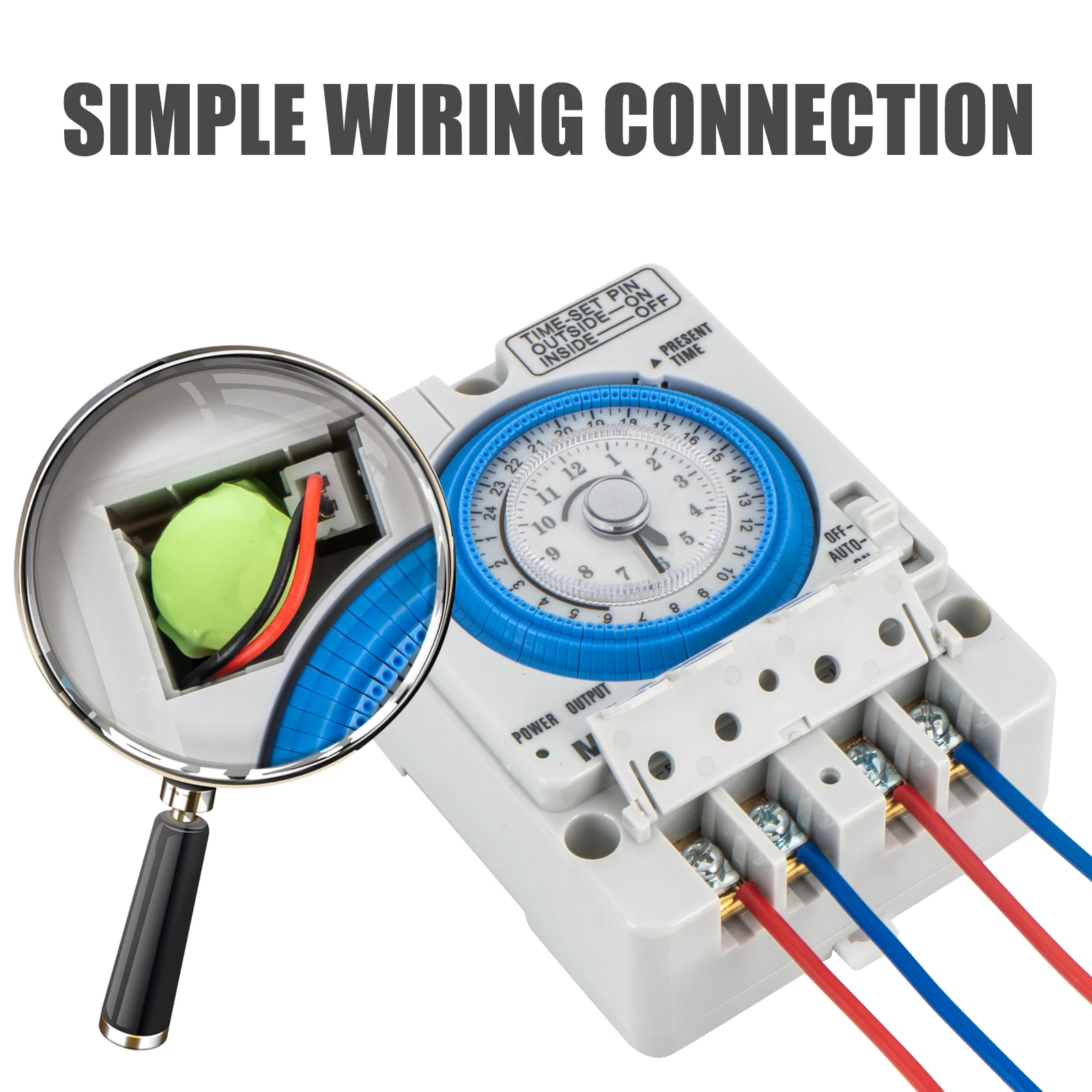 ManHua 24H 12VDC 15A Din Rail Timer Switch TB35 Analog Time Control Switch Mechanical Time Controller 4