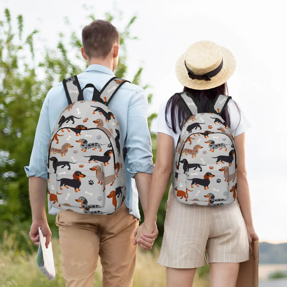 VAPOKF Twee zwarte hond en kat schooltas set voor tienermeisjes jongens