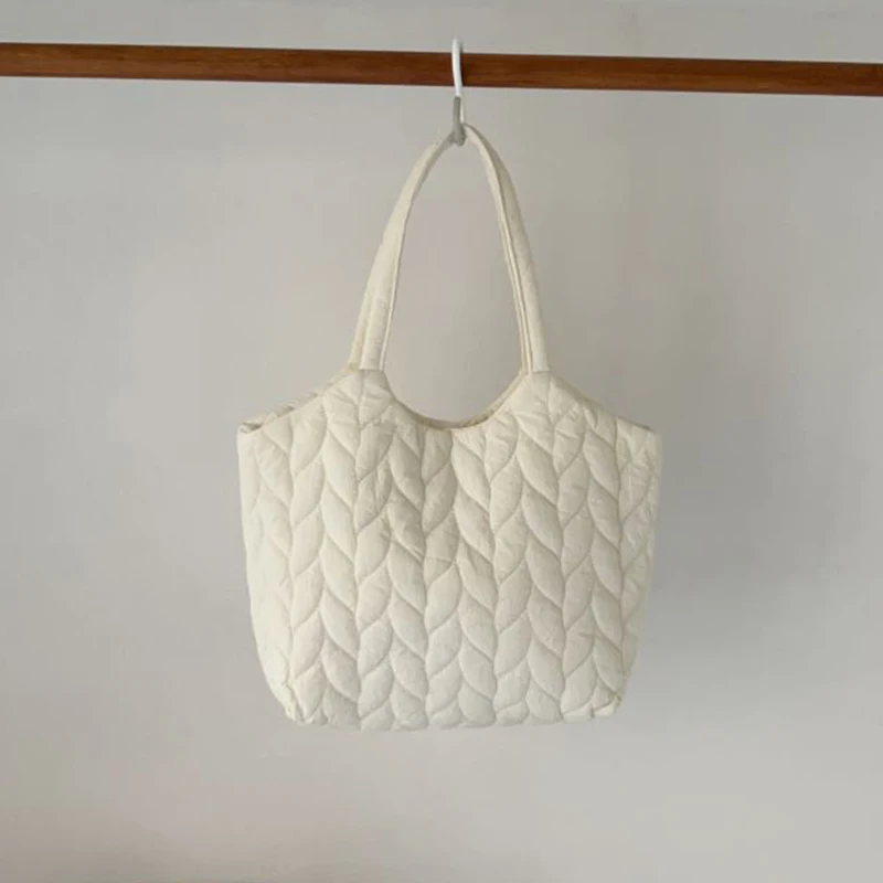 Fashion Quilted Embroidery Thread Handbag Lightweight Puffy Top-Handle Bag Large Capacity Ladies Shopper Totes Shoulder Bag