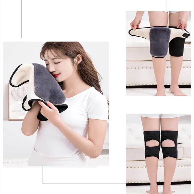 

2pcs Cashmere Knee Pads Winter Warm Men Women Double Thick Wool Protection Knee Plus Velvet Wind and Cold Protective Gear New