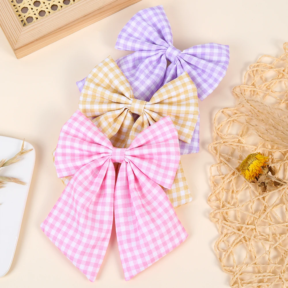 Elegant Plaid Bow Hair Clips - Vintage Checkered Bowknot Hairpin in Trendy Korean Style