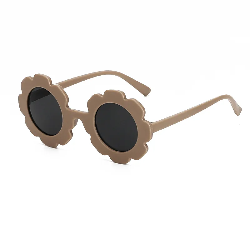 Lunettes de soleil à fleurs de soleil pour enfants, UV400, pour garçons et filles, jolies lunettes de soleil rondes pour bébés, lunettes d'extérieur mignonnes pour enfants_voghion.com