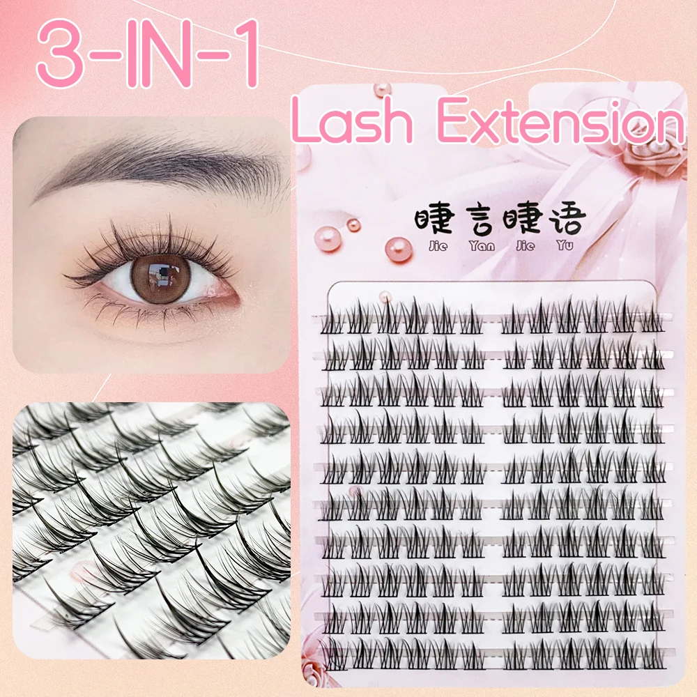 

10 Rows Cluster Eyelash Extensions Handmade Fluffy Soft Natural Fake Korean Eyelashes DIY Wispy Volume Fan Individual Lashes