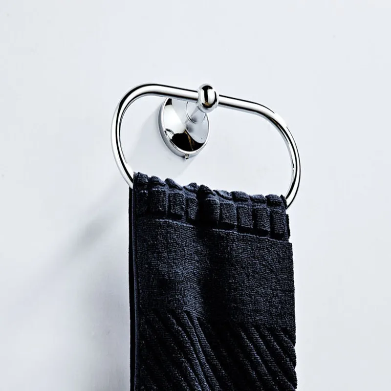 Chrome plated new oval towel ring Modern simple bathroom wall hanging hardware pendant towel rack