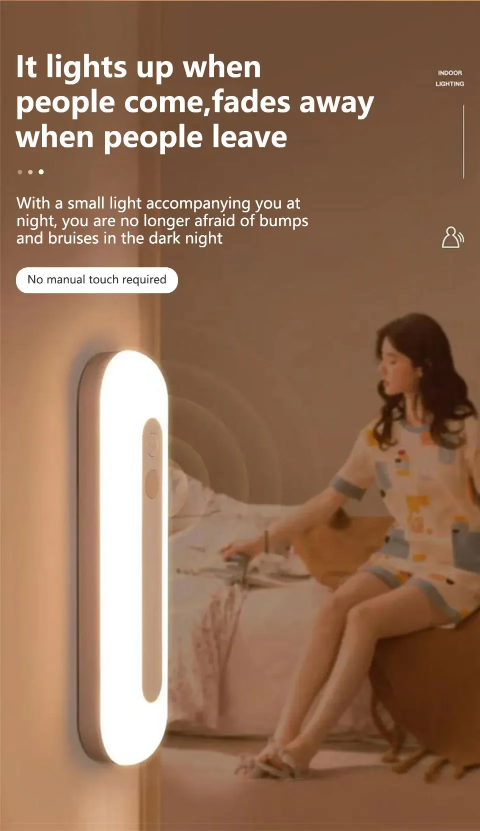 Description Picture 4 of item18CM LED Magnetic Induction Night Light 1200mAh Energy Saving Portable Lamp Brightness Adjustable White Simple Desktop Lamp