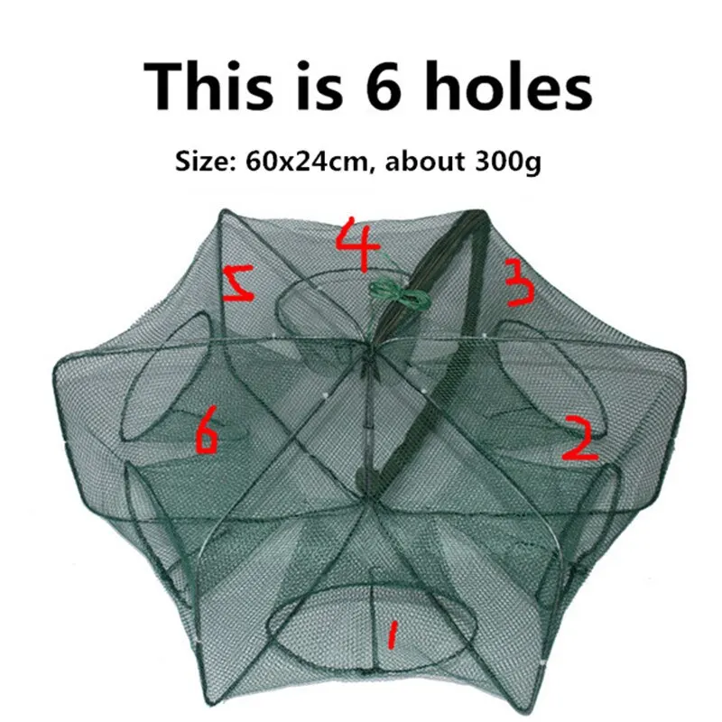 Fish Trap Fishing Net Mesh Folded Hexagon Octagon 6/8 Holes Fish Shrimp Automatic Crayfish Catcher Baits Cast Mesh