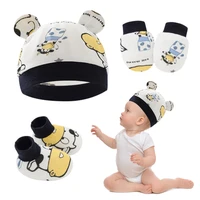 Baby Anti Scratching Cotton Gloves Hat Foot Cover Set Socks Cap Kit Accessory for Newborn Baby Girls Boys Baby Shower Bathing 2