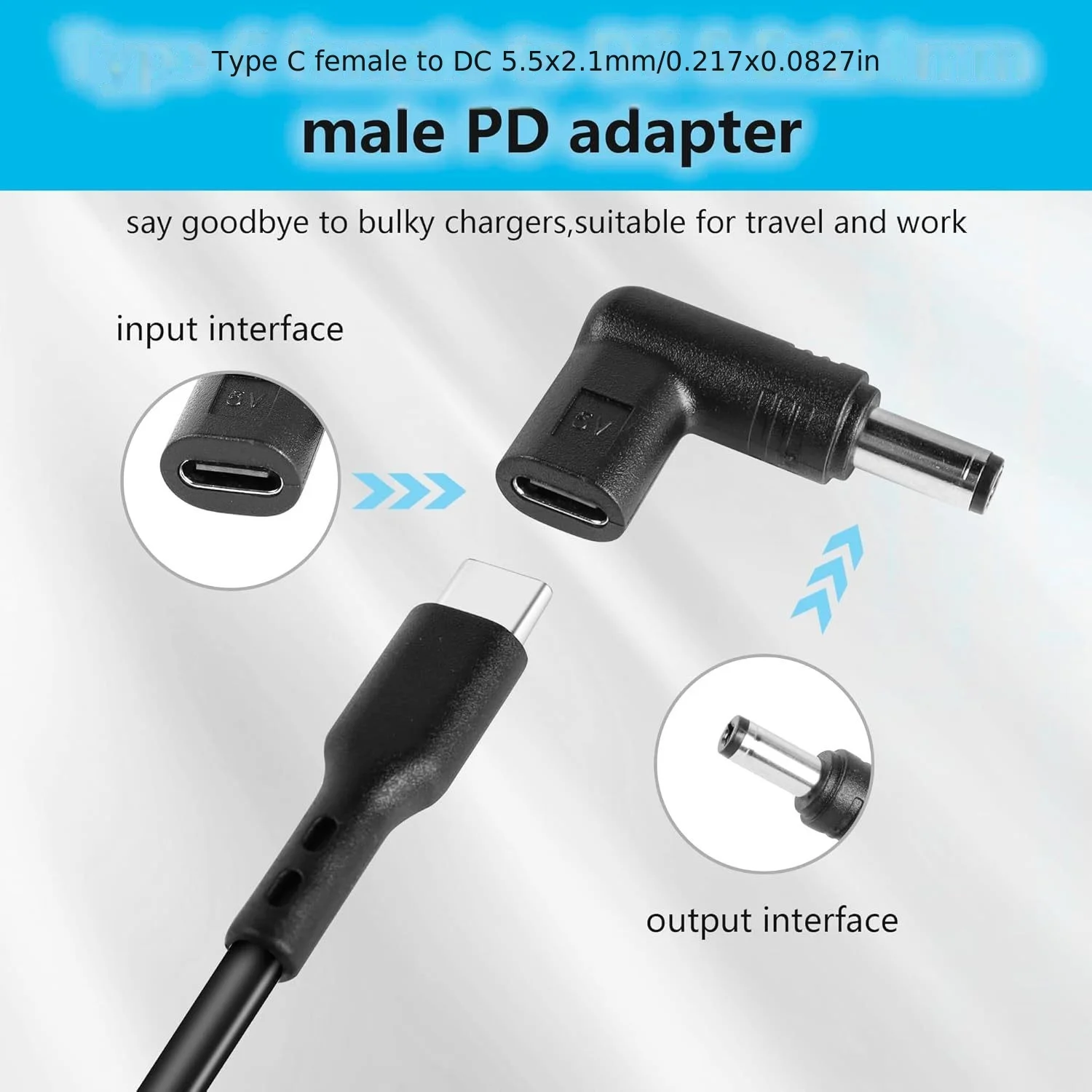 Angled USB-C to DC 5V Charging Adapter Plug