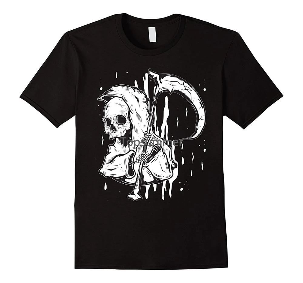

2019 New Summer Tee Shirt Street Art Graffiti Grim Reaper Tshirt Angel Of Death Tee Fashion T-Shirt