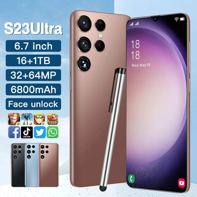 S23 Ultra-teléfono inteligente versión Global, Smartphone con pantalla  completa de 6,8 pulgadas, identificación facial, 6800mAh, 4G, 5G