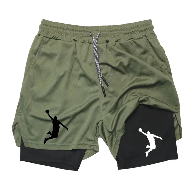 Basketball Sport Short Doubledecker Men Mesh Tightfitting Shorts Summer Gym Workout
