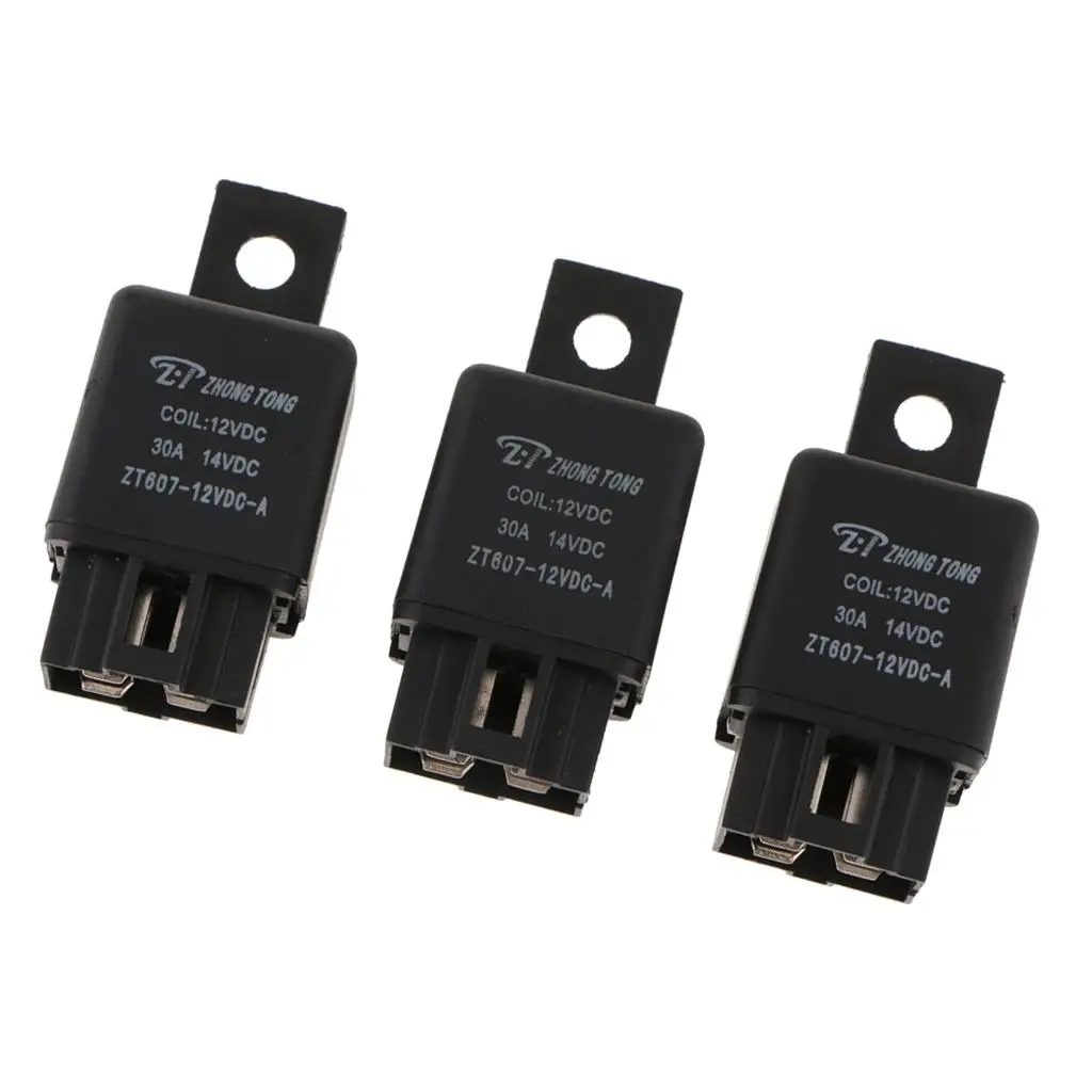 3PCS ZT607 DC12V 30A 4Pin Heavy Duty SPST Relay High Switching Capability 3PCS ZT607 DC12V 30A 4Pin Heavy Duty SPST Relay High Switching Capability