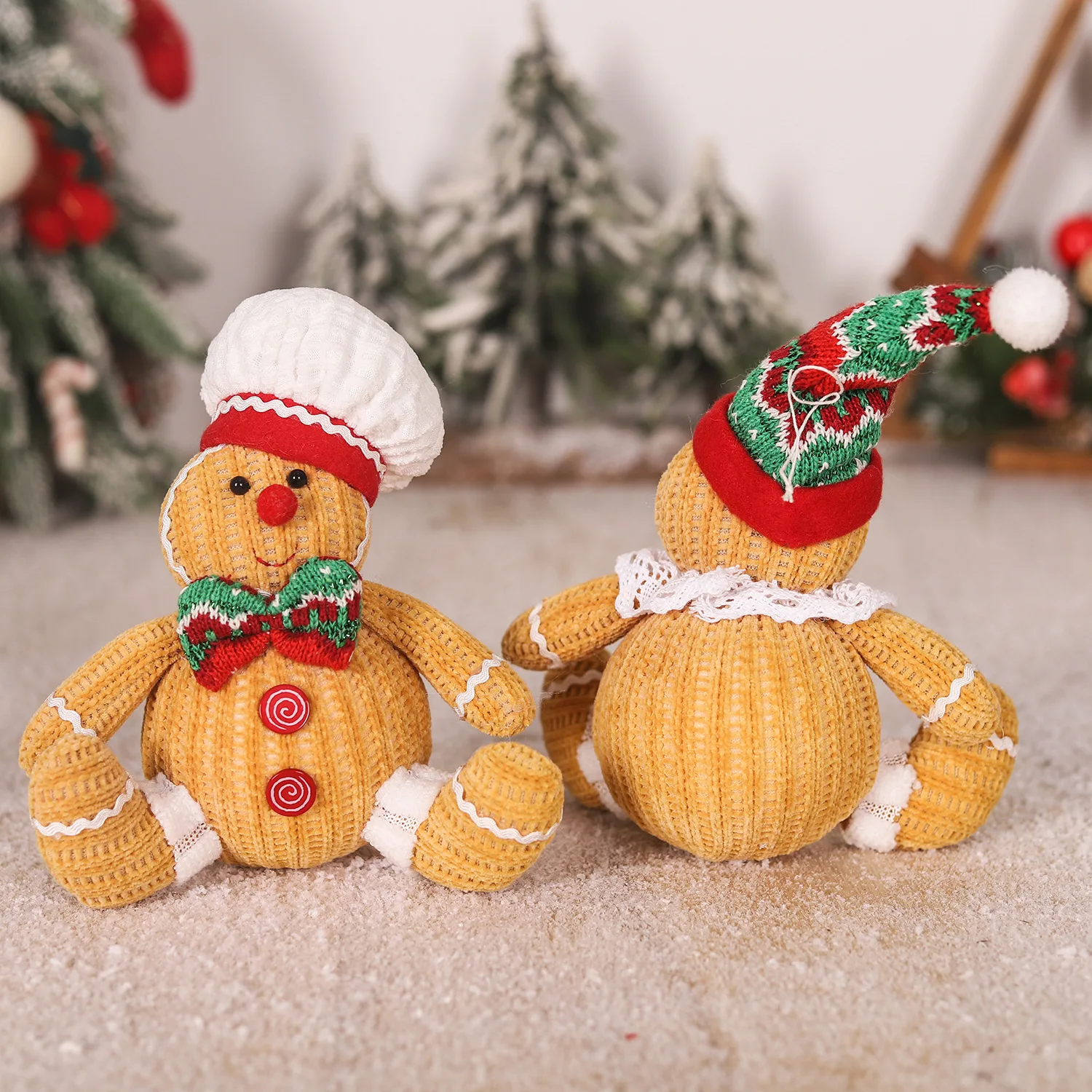 Christmas Gingerbread Doll Sitting Posture Cartoon Chef Hat Biscuit Man Pendant Merry Christmas Decor for Home Xmas Ornaments
