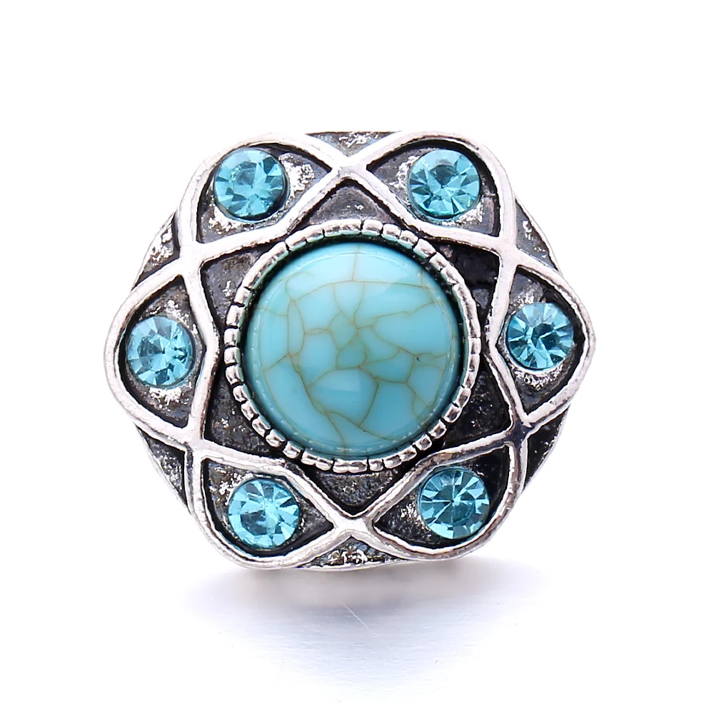 20pcs Vintage Crystal Kallaite18mm Metal Snap Buttons Fit Snaps Bracelet Necklace Ginger Jewelry