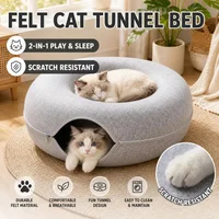 Felt Cat Tunnel Bed Interactive Hideaway Play Toy Durable Scratch Resistant Cat House 1