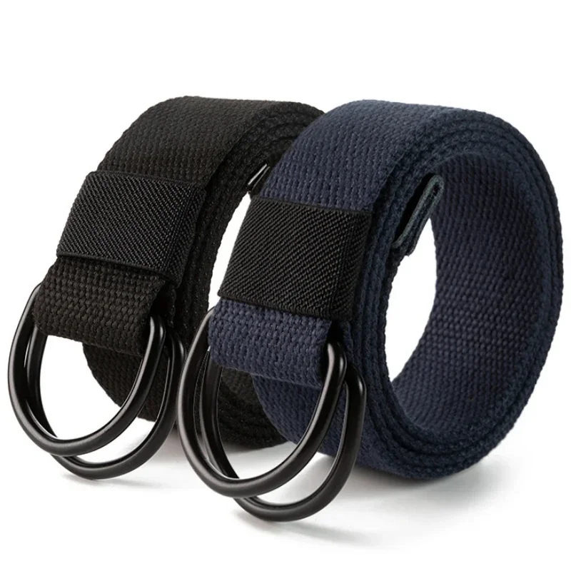 Leinwand Männer Gürtel Hohe Qualität Unisex Doppel D-Ring Schnalle Bund Casual Leinwand Weiblichen Gürtel Casual Sport Gürtel Taktische gürtel – Detail 1