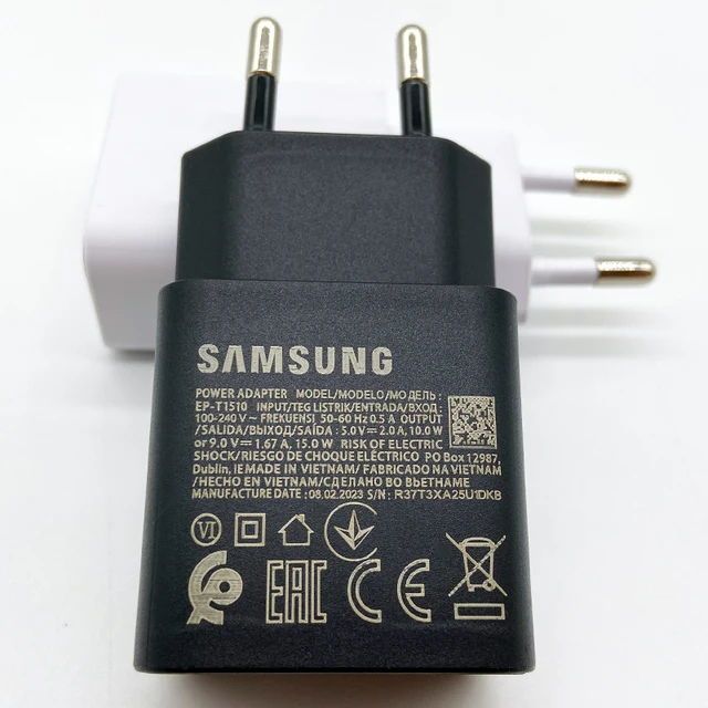 Samsung-Adaptateur secteur mural USB C PD, Chargeur rapide, Galaxy A12, A13, A14, A23, F42, M14, M32, A32, M13, S10, S9, S8 Plus, A34, 15W 3