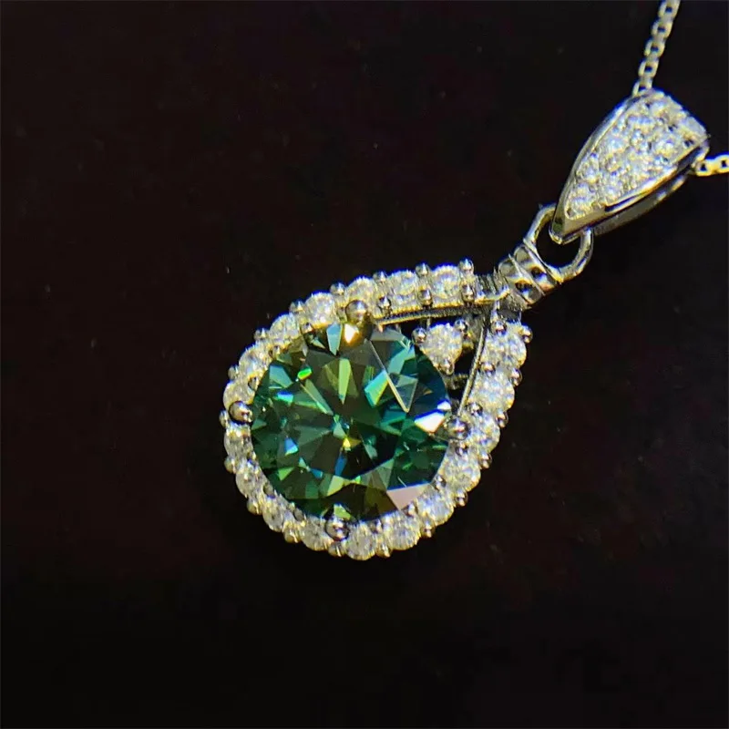 SACE GEMS D VVS1 1ct-20ct Moissanite Diamond Pendant Necklaces for Women Sparkling Wedding Jewelry GRA S925 Sliver Necklace images - 6