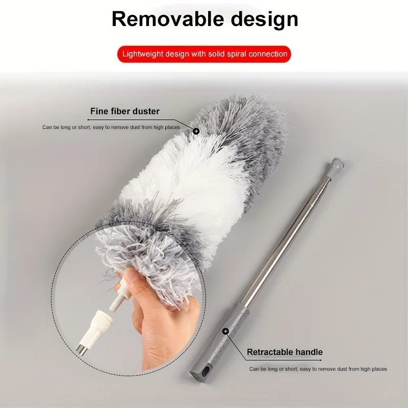 1 pole + 1 feather dusters Microfiber Feather Duster 110.23 Inch Extendable And Bendable Long Handle Dusters For Dust And Cob cleaning duster retractable duster microfiber duster brush telescopic duster brush feather duster microfiber dust brush telescopic dust brush telescopic dust remover