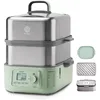 BUYDEEM G67US-A503 Electric Food Steamer for Cooking, 2 Tire Stainless Steel Steamer with Manual Mode, 1500W, 14 Quart, Green 1