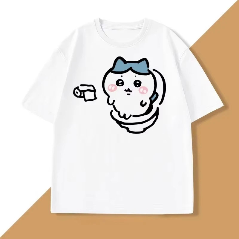 Hachiware auf dem T-Shirt mit dem Aufdruck „The Toilet“ für Damen und Herren, lustiges Harajuku-T-Shirt mit kurzen Ärmeln und Rundhalsausschnitt, humorvolles T-Shirt.