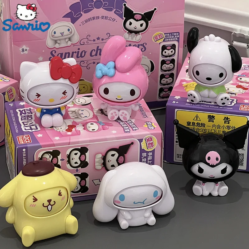 

Sanrio Kawaii сменная фигурка лица Cinnamoroll полакко My Melody Hello Kitty Kuromi помпон пурин аниме модель экшн фигурка подарок