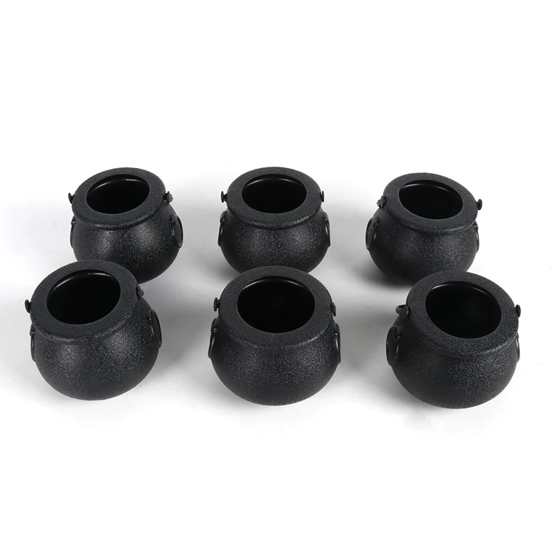 12 Mini Chaudrons Noirs Halloween - Seaux à Bonbons Décoration Fête - 7x7x5cm - Idée Déco