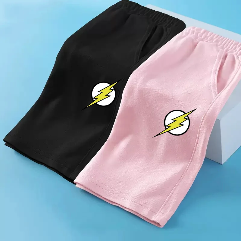3-14T Children Brand Short Pants Summer Sports Shorts Boys Girl Flash Trousers Elastic Waist Bottoms Clothes