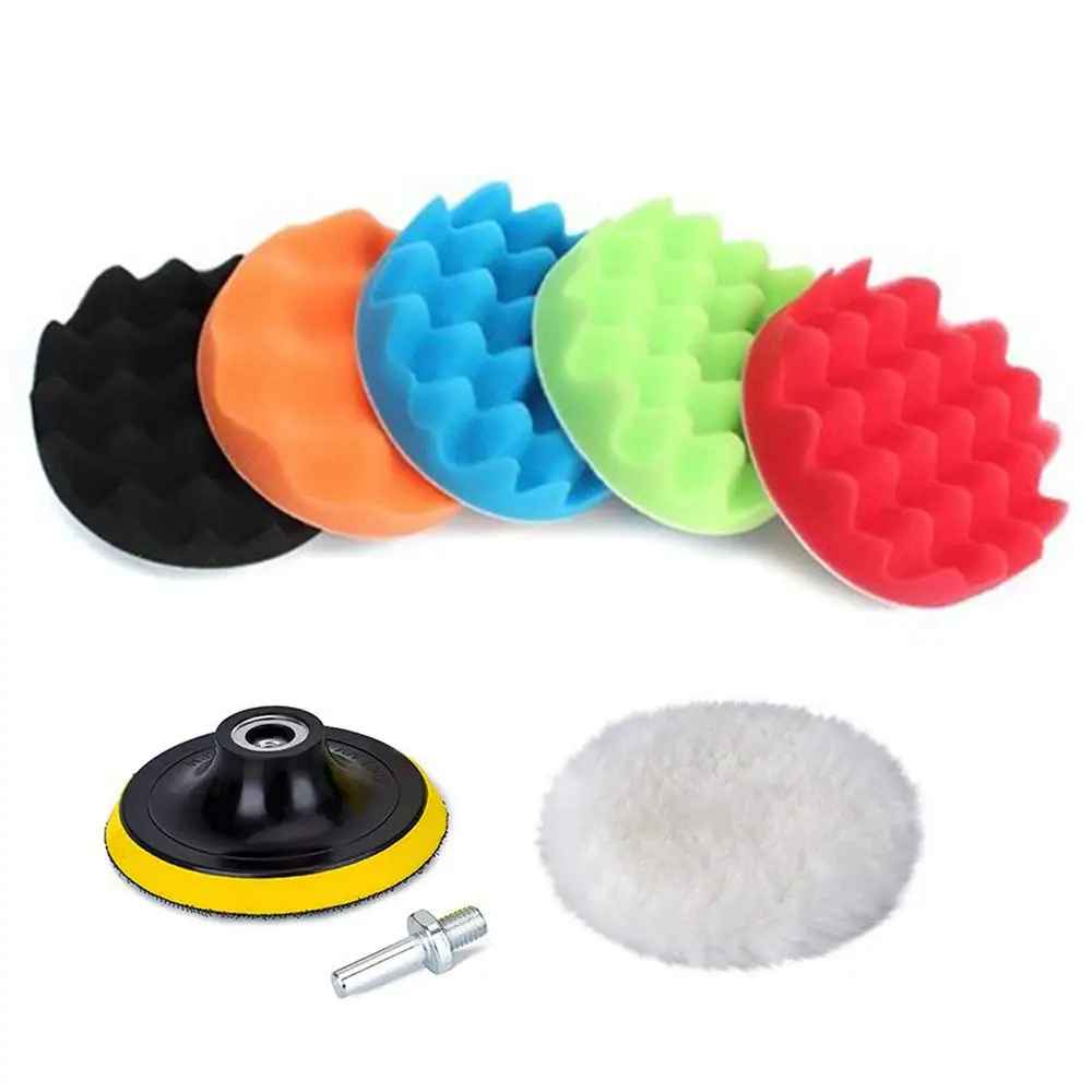 8 Pcs 3/4/5 Inch Car Polishing & Buffing Sponge Pads Kit Wool Bonnet Pads for Auto Washing Cleaning Waxing Dusting 1