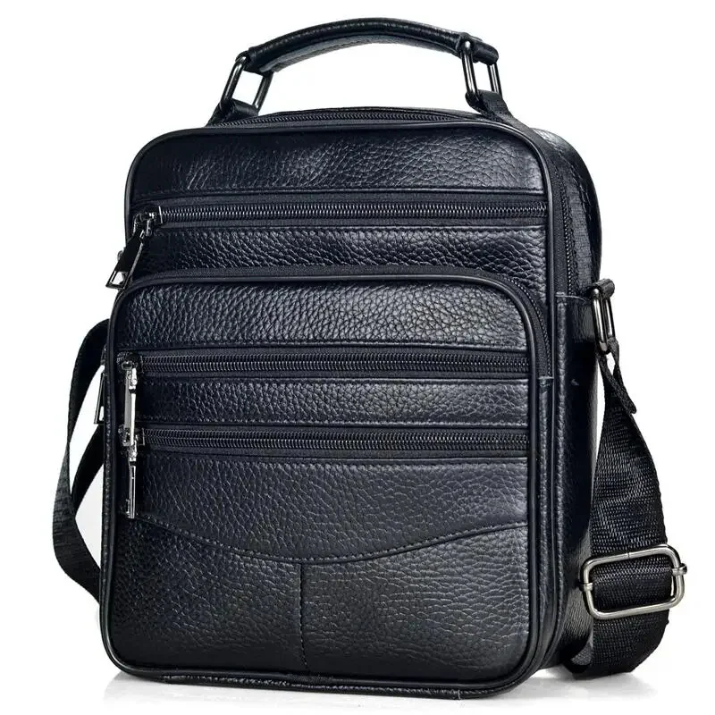 

Men Genuine Leather Handbags Male High Quality Cowhide Leather Messenger Bags Men's Ipad Business Bag Middle Size Briefcase Tote